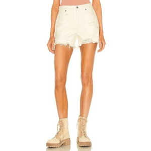 We The Free Makai High Rise Cut Off Denim Shorts 26 Ivory Raw Hem
